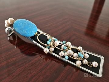 Bracciale: Argento 925, Ottone, Turchese, Perle