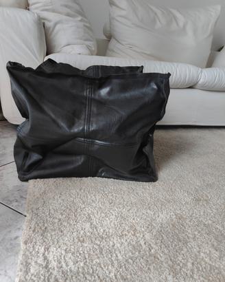 Pouf finta pelle nero 