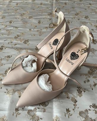Decolleté scarpe con tacco nude 39