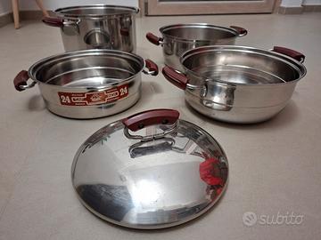 Set di 2 pentole e 3 accessori in acciaio Inox