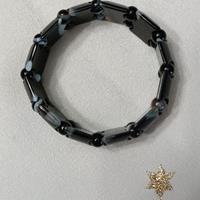 Bracciale elastico nero unisex con pietre dure 