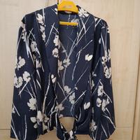 capispalla blusa donna blu e beige Zara basic