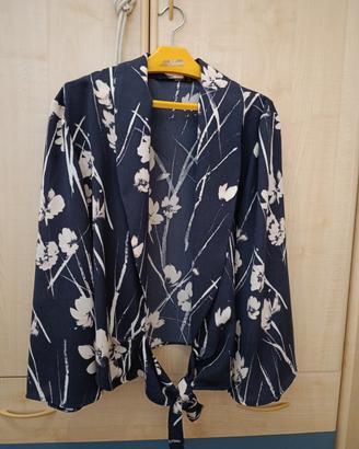 capispalla blusa donna blu e beige Zara basic