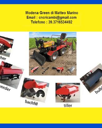 4X4 TRATTORE FRUTTETO  25HP DIESEL + 5 ATTREZZI