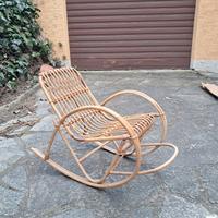 poltroncina a dondolo in vimini, anni 80