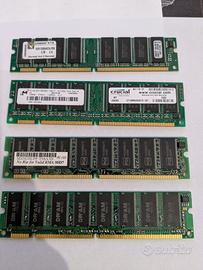 4 Moduli SDRAM 133 Kingston, Crucial e Hyundai