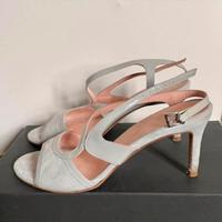 Scarpe tacco vaniglia grigio cielo