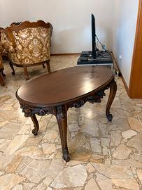 Tavolo ovale vintage in legno stile barocco