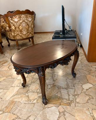 Tavolo ovale vintage in legno stile barocco