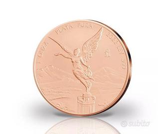 moneta argento 999 1oz libertad placcata oro rosa