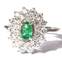 Anello Oro 18kt 28 diamanti e Smeraldo Birmano