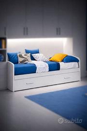 Letto singolo più letto estraibile a scomparsa