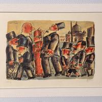 Quadro litografia F. Borghese 35x50 il girotondo