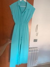 Tuta in tessuto elastico color turchese