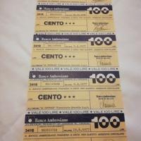 5 Miniassegni Banco Ambrosiano 100 lire 76 e 77