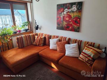 Divano angolare sfoderabile con chaise longue 
