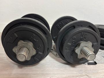 set 2 manubri + 4 dischi (2kg) + 8 dischi 1(kg)