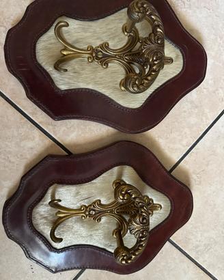 Coppia di Appendiabiti Vintage da Parete in Ottone