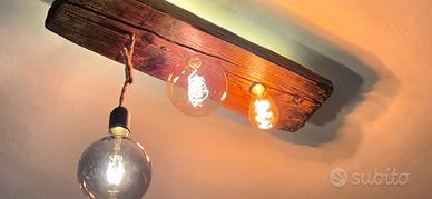 Lampadario in legno artigianale