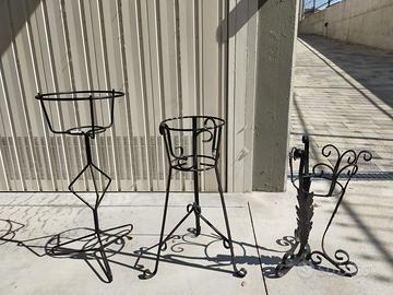 3 porta vasi in ferro lavorato