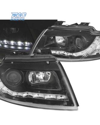 FARI AUDI A4 B6 00-04 LUCE DIURNA A LED FONDO NERO
