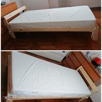 LETTO IN LEGNO E MATERASSO