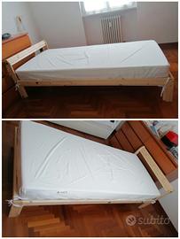 LETTO IN LEGNO E MATERASSO