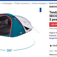 Tenda 2 Seconds XXL 3 posti + 2 Materassini Memory