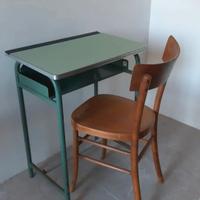 banco scuola vintage+ sedia design scrivania 