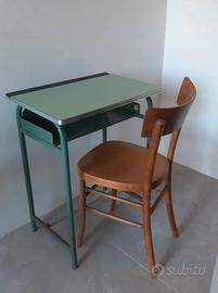banco scuola vintage+ sedia design scrivania 