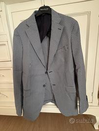 Giacca uomo taglia 48 quadri bianco e blu