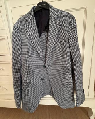 Giacca uomo taglia 48 quadri bianco e blu