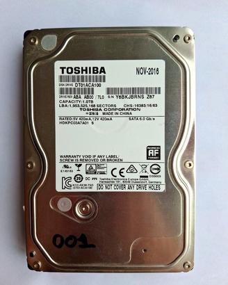 HDD 1TB SATAIII TOSHIBA DT01ACA100 6k Hrs SmartOK