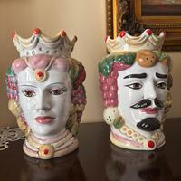 Coppia Teste di Moro in ceramica