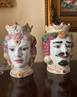 Coppia Teste di Moro in ceramica