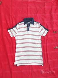 Polo , 100% cotone panna  righe  rosso UPGRADE