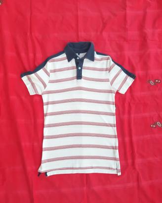 Polo , 100% cotone panna  righe  rosso UPGRADE