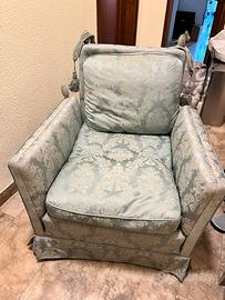 2 poltrone tessuto verde vintage