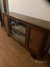 Credenza legno massiccio e vetri