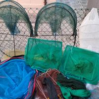 Blocco reti, guadino, nasse per la pesca