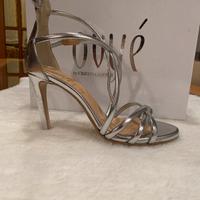 Sandali con tacco Ovyè argento in pelle