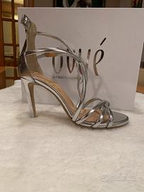 Sandali con tacco Ovyè argento in pelle