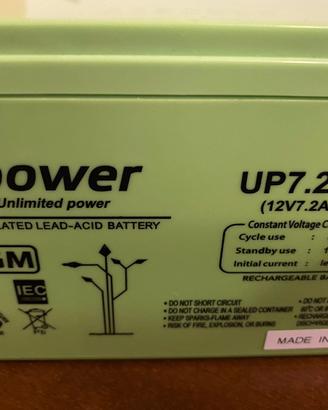 Batteria Upower nuova 12 V 7,2 Ah