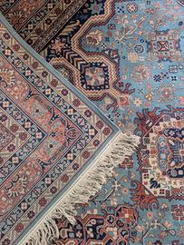 Tappeto persiano Heriz azzurro 370x270 a mano