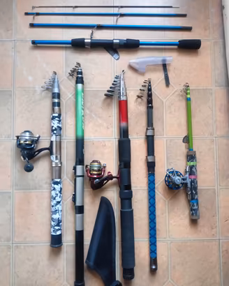 Attrezzatura Completa da pesca Canne Mulinelli ecc