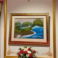 quadro olio su tela raffigurante un arcipelago