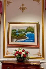 quadro olio su tela raffigurante un arcipelago