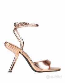 Sandali in pelle, tacco, oro, Jeffrey Campbell, 41
