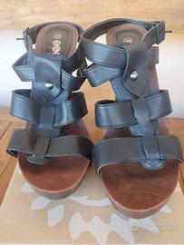 Sandali con Tacco e Plateau Effetto Legno S&D nr.