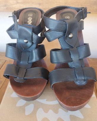 Sandali con Tacco e Plateau Effetto Legno S&D nr.